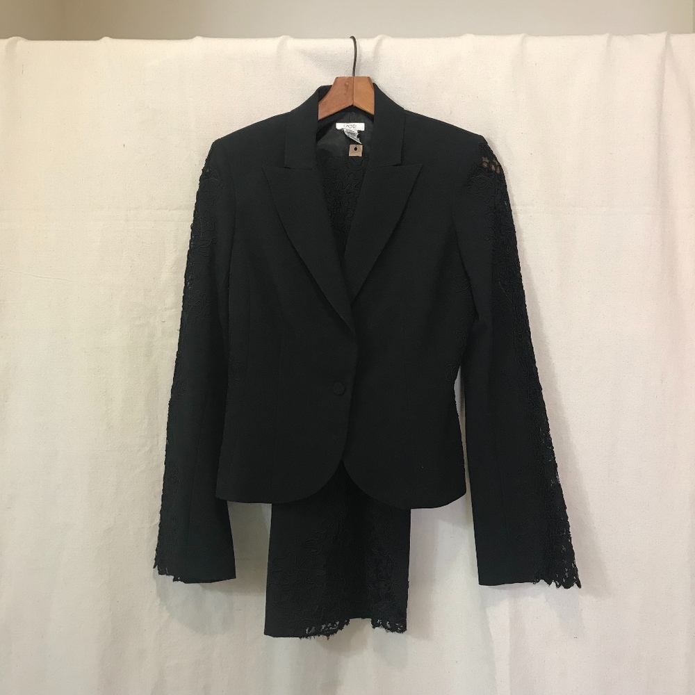 Cache Black Lace Insert Formal Suit- Size 8